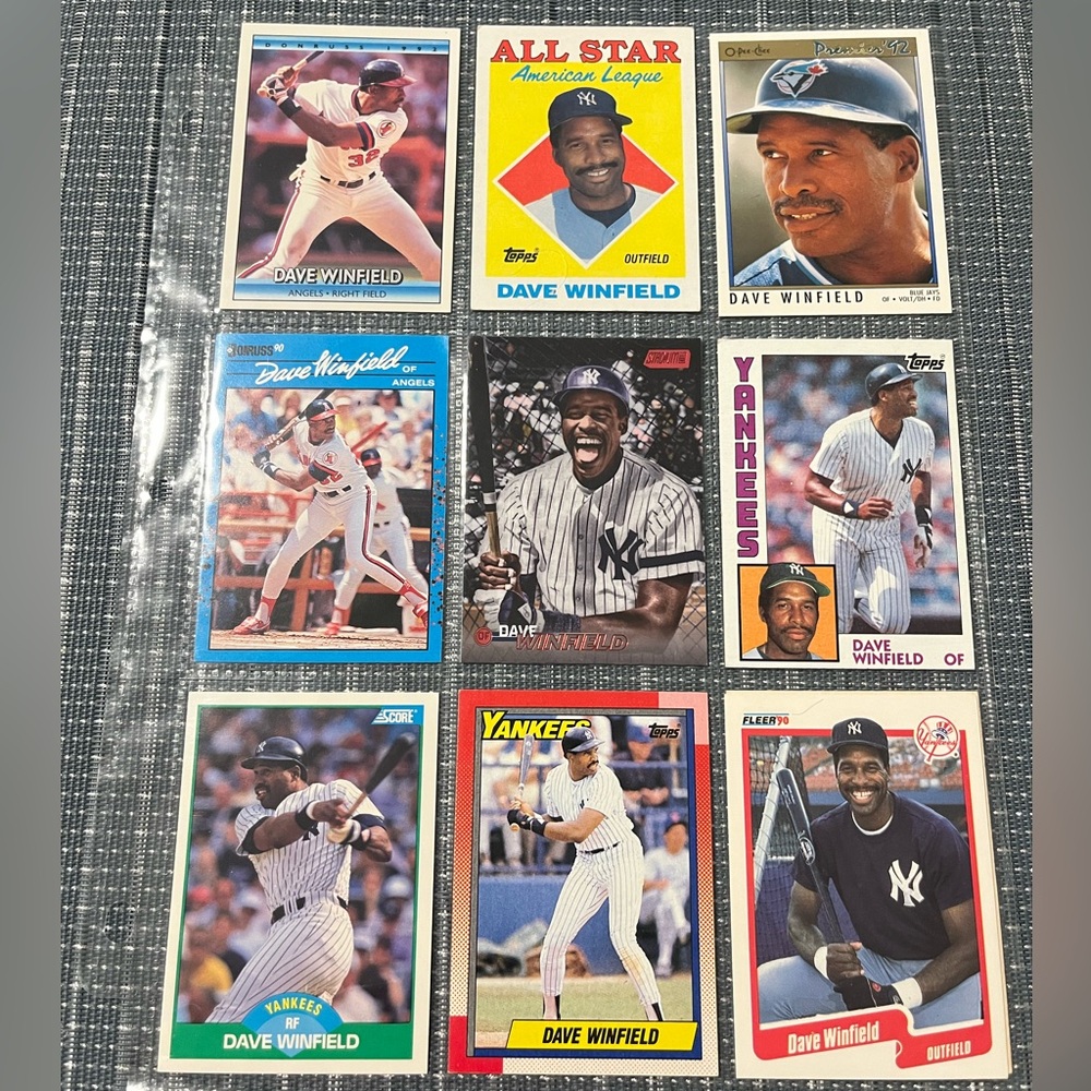 ⚾️ Dave Winfield MLB Baseball Trading Cards, Lot of 9